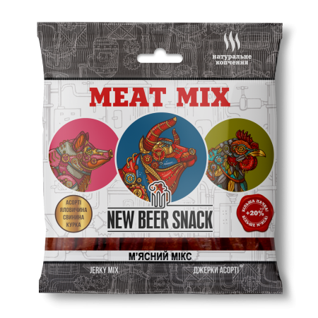 М’ясний мікс (яловичина, свинина, курятина) "Meаt mix" TM NEW BEER SNACK 60 г